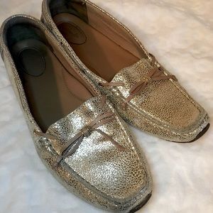 Clarks Artisan Dunbar Gold leather driving flats